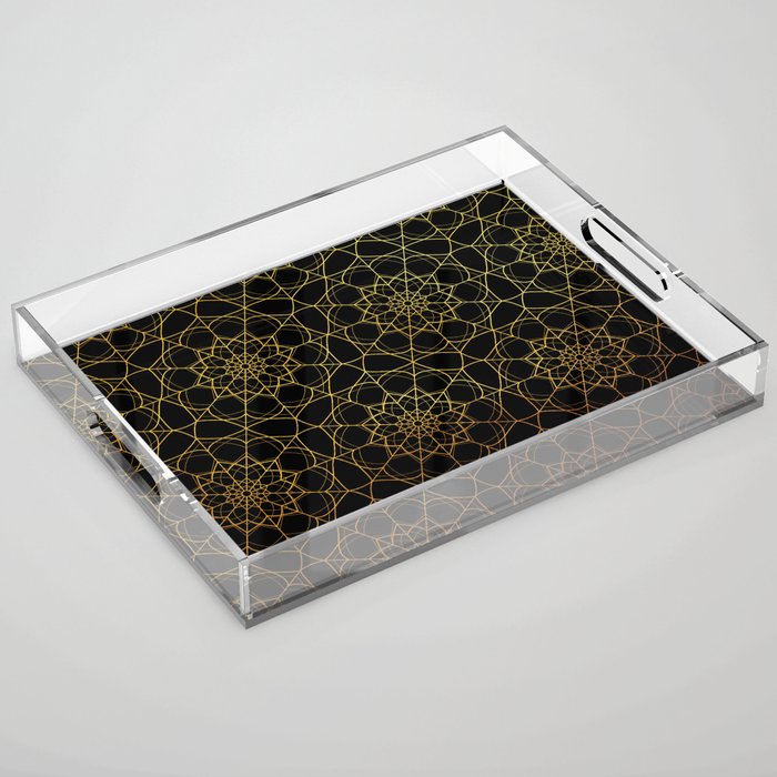 Gold mandala vector pattern Acrylic Tray