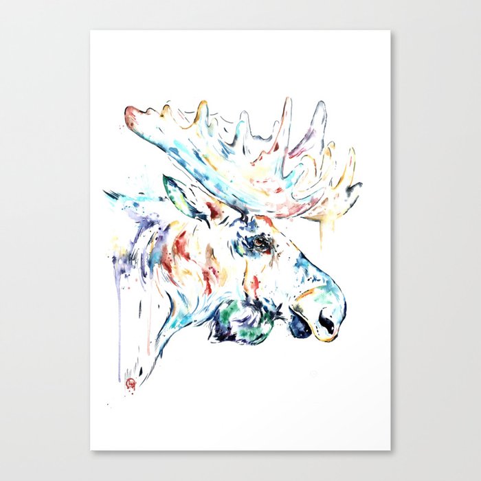 Colorful Moose Watercolor Painting Canvas Print By Whitehouseart