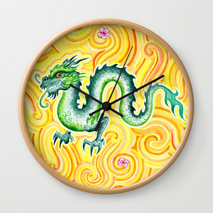 Cherry Blossom Dragon Wall Clock