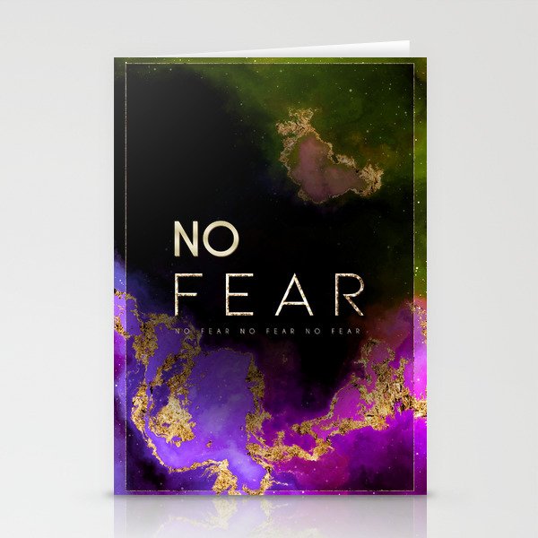 No Fear Rainbow Gold Quote Motivational Art Stationery Cards