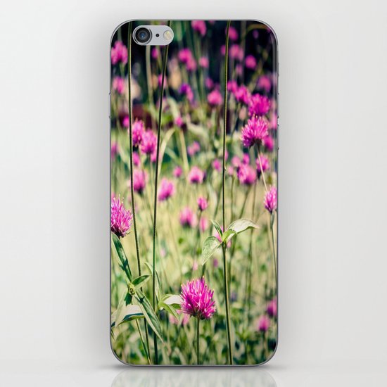 Pink Thistle Flowers in Field iPhone Skin
