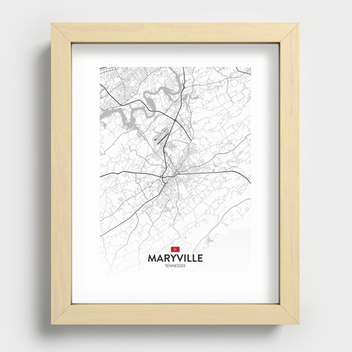 Maryville, Tennessee, United States - Light City Map Recessed Framed Print
