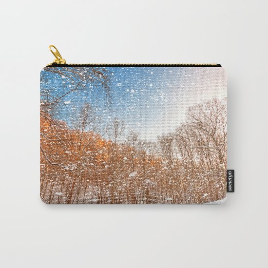 Snow Spattered Winter Forest Carry-All Pouch
