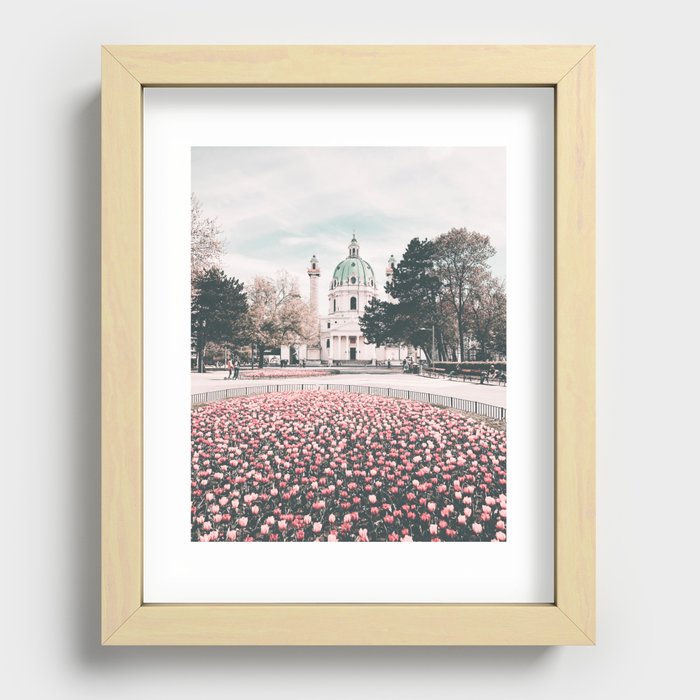 Pink Flowers Vienna Austria Recessed Framed Print