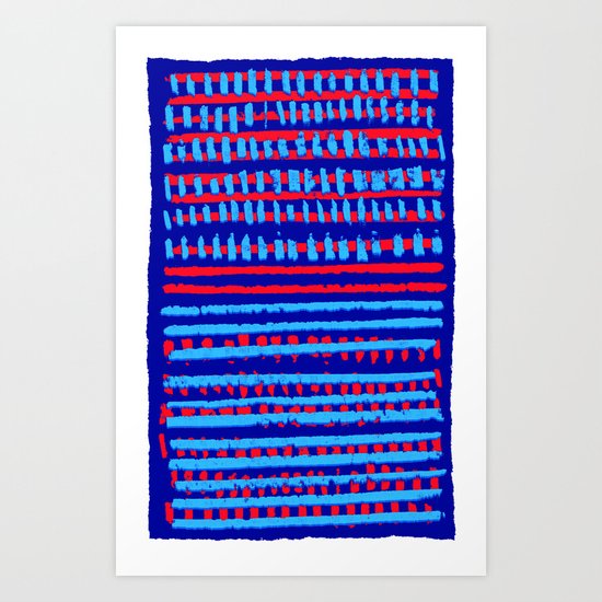 Red on Blue Art Print