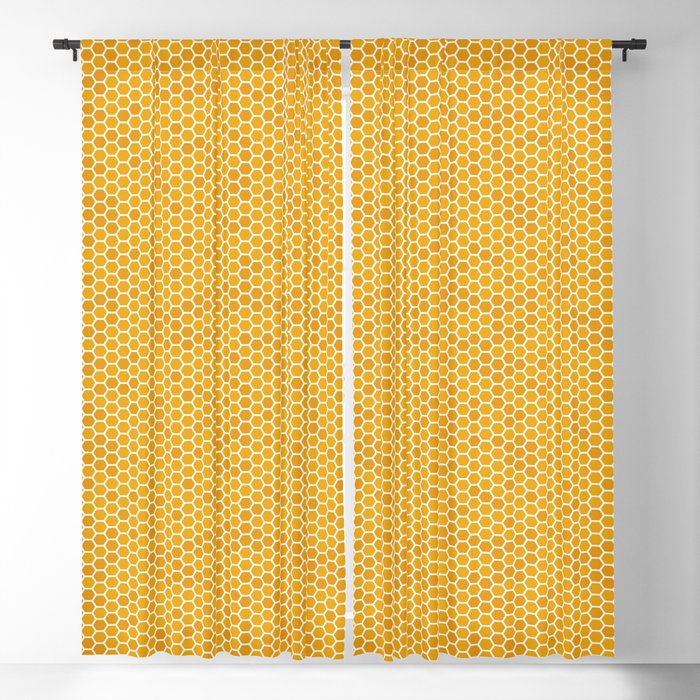 Large Orange Honeycomb Bee Hive Geometric Hexagonal Design Blackout Curtain