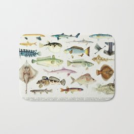 Illustrated Colorful Southern Pacific Ocean Exotic Game Fish Identification Chart No. 3 Bath Mat