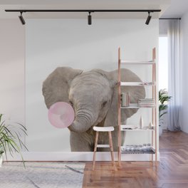 Baby Elephant Blowing Bubble Gum by Zouzounio Art Wall Mural