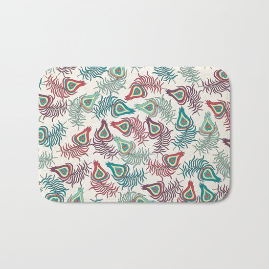 Peacock Feathers Rain Bath Mat