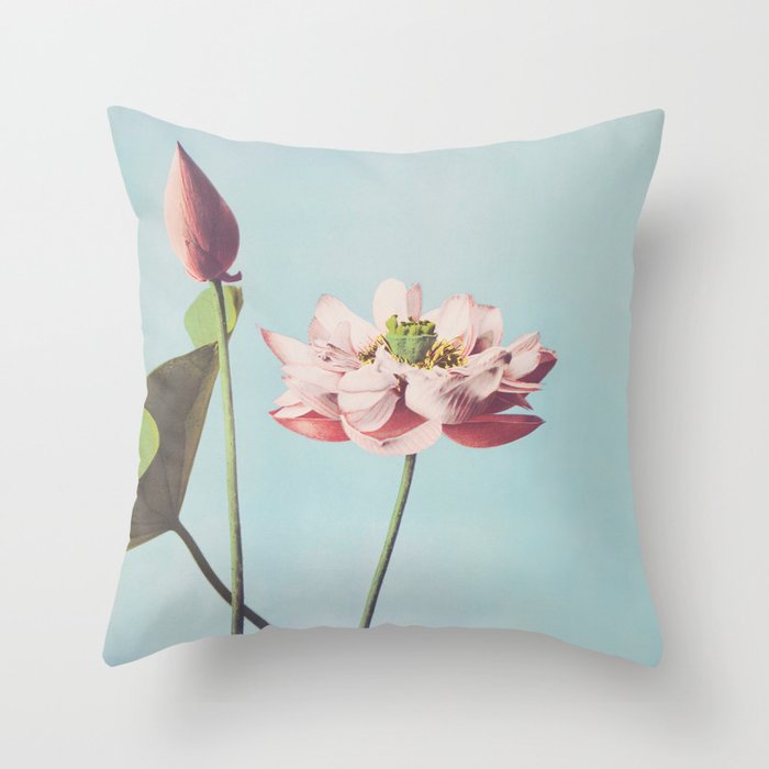 Japanese Lotus Flower Throw Pillow