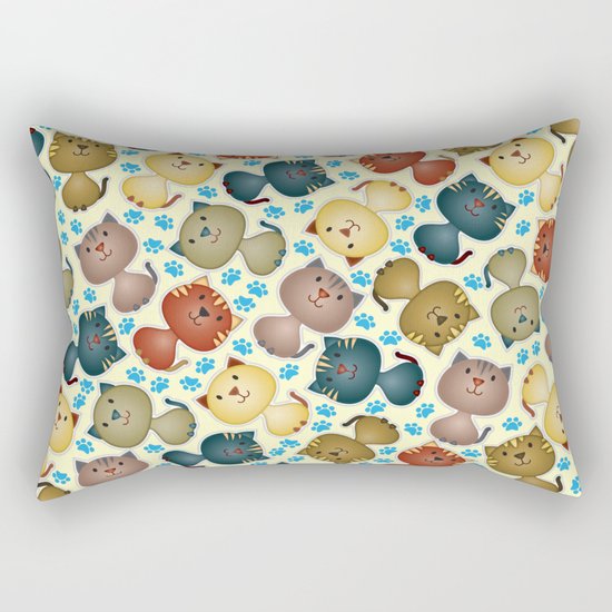 Cute Cats with Paws on the Background Rectangular Pillow
