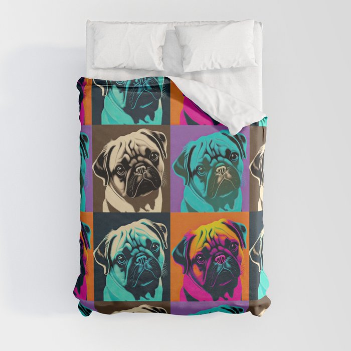 Pug Pop art Portrait Duvet Cover