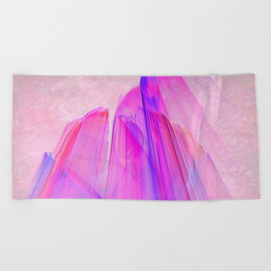 Pink sunset in the glowing city Beach Towel