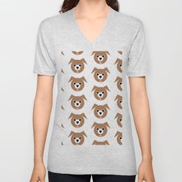 Brown Dogs Pattern V Neck T Shirt