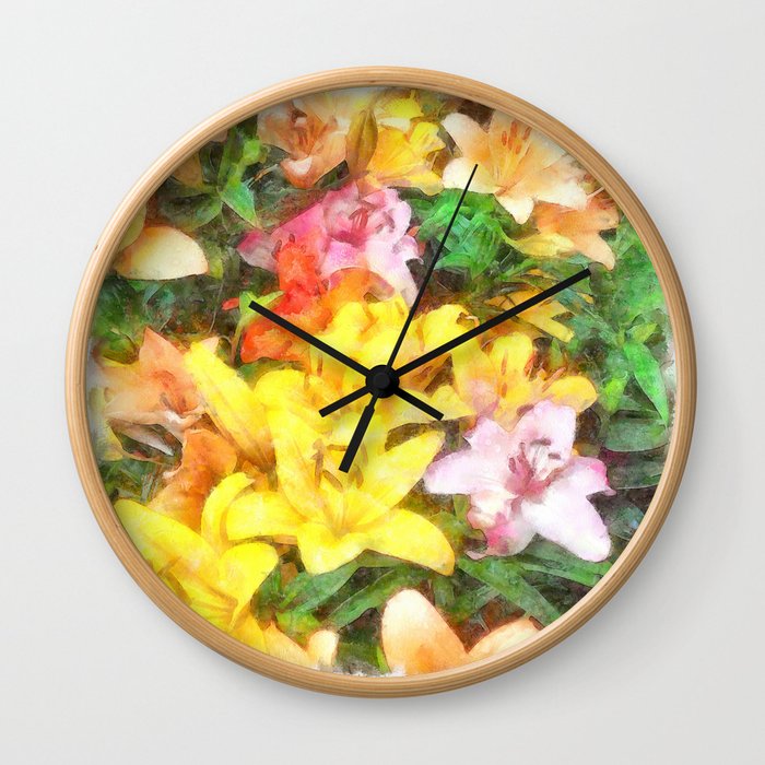 Lilies Love and Light Wall Clock