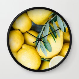 Lemons & Olive branches | Italian lifestyle | Travel photography food wall art print Wall Clock