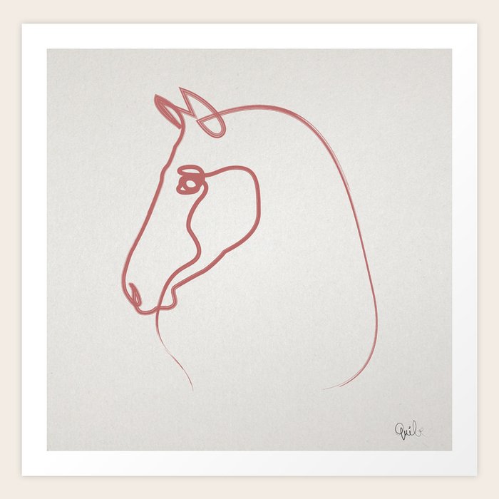 One line Horse 1606 Art Print by quibe | Society6