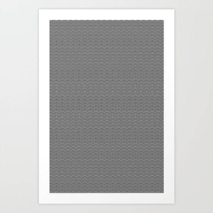Black and White Scallop Line Pattern Digital Graphic Design Art Print