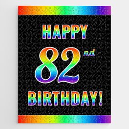 [ Thumbnail: Fun, Colorful, Rainbow Spectrum “HAPPY 82nd BIRTHDAY!” Jigsaw Puzzle ]