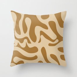 Midcentury Abstract Art - Dark Gold and Dark Vanilla Throw Pillow