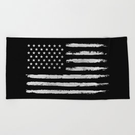 White grunge American flag Beach Towel