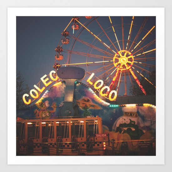 Carnival Ferris Wheel at Night Art Print
