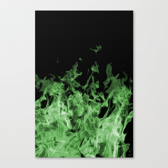 Green Flame on Black Canvas Print