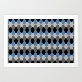Blue Black and Gray Hypnotic Wavy Stripe Pattern - Diamond Vogel 2022 Color of the Year Zenith 0647 Art Print | Color Of The Year, Wave, Black, Scallop, Blue, Grey, Wavy, Gray, Medium, Trending 