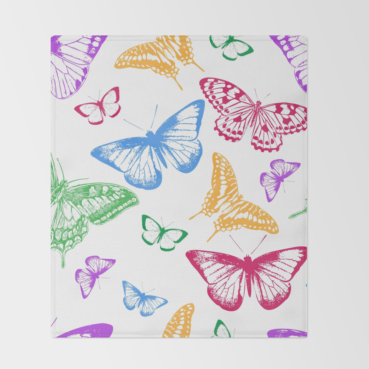 Colorful Rainbow Butterflies Throw Blanket By Redwyverndesigns