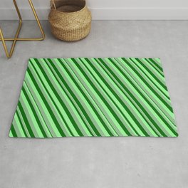 [ Thumbnail: Dark Sea Green, Dark Green & Green Colored Lines/Stripes Pattern Rug ]
