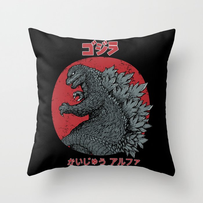 Gojira Kaiju Alpha Throw Pillow