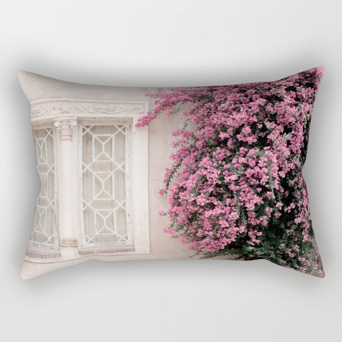 Pretty Window - Bougainvillea Flowers - Minimalist Portugal Travel Photography By Ingrid Beddoes Rectangular Pillow
