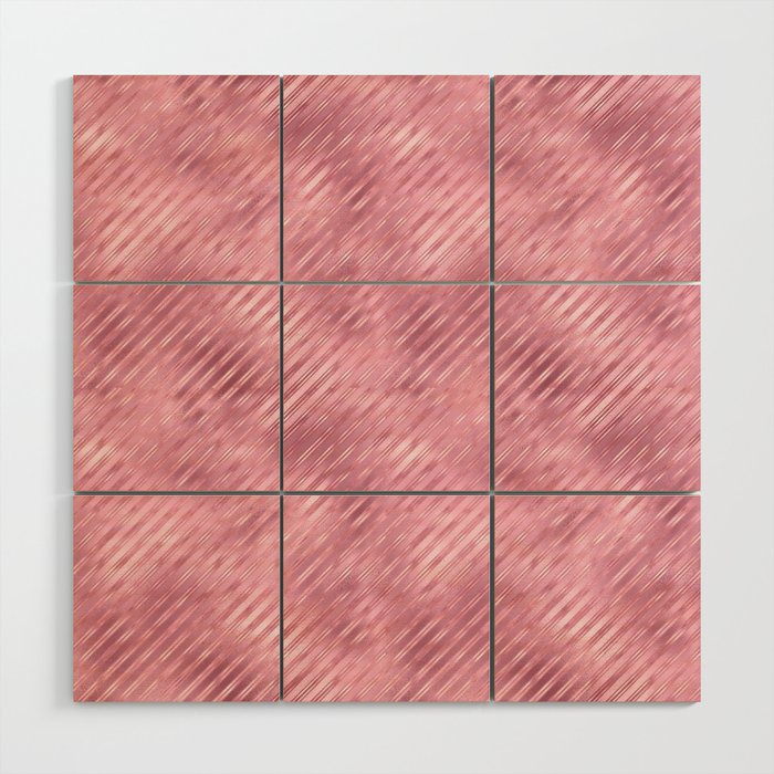 Luxury Pink Metallic Stripes Pattern Wood Wall Art
