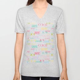 Enjoy The Colors - Colorful typography modern abstract pattern on Coffee Brown color V Neck T Shirt
