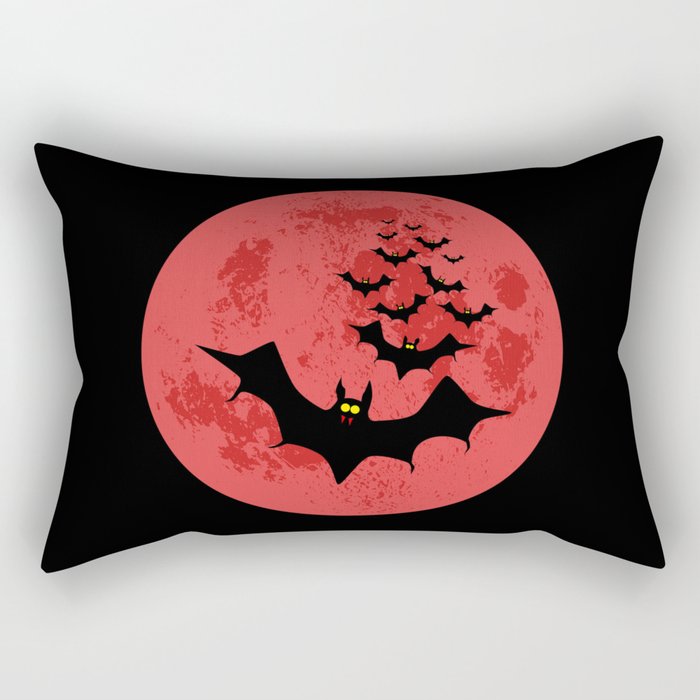 Vampire Bats Against The Red Moon Rectangular Pillow