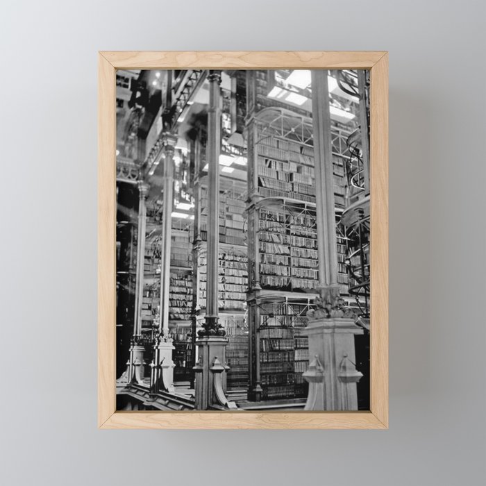 A Book Lover's Dream - Cincinnati Public Library black and white photographs / black and white photo Framed Mini Art Print