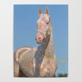 MAGIC HORSE | magical | glitter | sparkle | shiny | pet | animal | nature | blue | bling | collage  Poster
