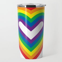 Rainbow Heart Shaped Striped Pattern Travel Mug