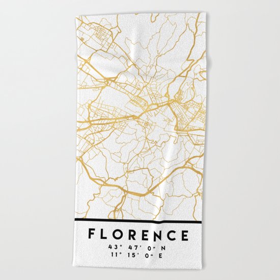 FLORENCE ITALY CITY STREET MAP ART Beach Towel