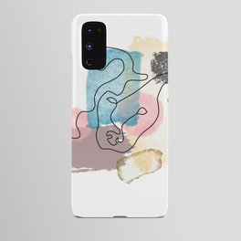 Abstract Dog Line Art with Watercolor Android Case