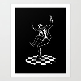 Skeleton Dancing on The Floor Art Print | Halloween, Dancing, Dance, Scary, Black And White, White, Skull, Graphicdesign, Funny, Pub 
