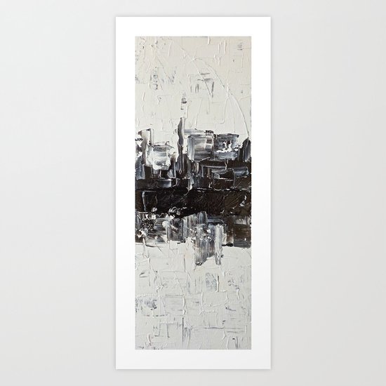 Flatline - black & white abstract painting Art Print