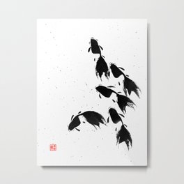 Find Your Own Path - Remastered Sumi-e Goldfish Metal Print | Animal, Painting, Japaneseart, Brushpainting, Watercolor, Chinesepainting, Fish, Ink, Fishart, Asian 
