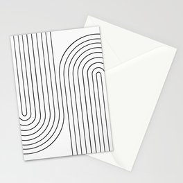 Minimal Line Curvature I Black and White Mid Century Modern Arch Abstract Stationery Card