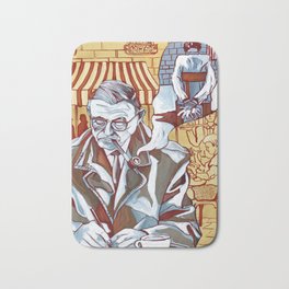 Jean Paul Sartre Bath Mat | Theory, Sartre, Writer, Existentialism, Ink, Painting, French, Digital, Philosophy, Thinker 