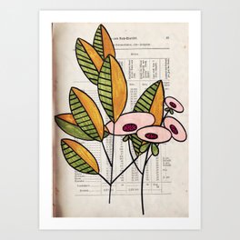 Gouache 7, minimalistic flowers, vintage illustration Art Print