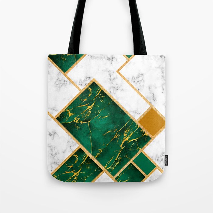 Green and White Marbel Seamless pattern Tote Bag