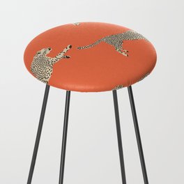 Leaping Cheetahs Tangerine Counter Stool