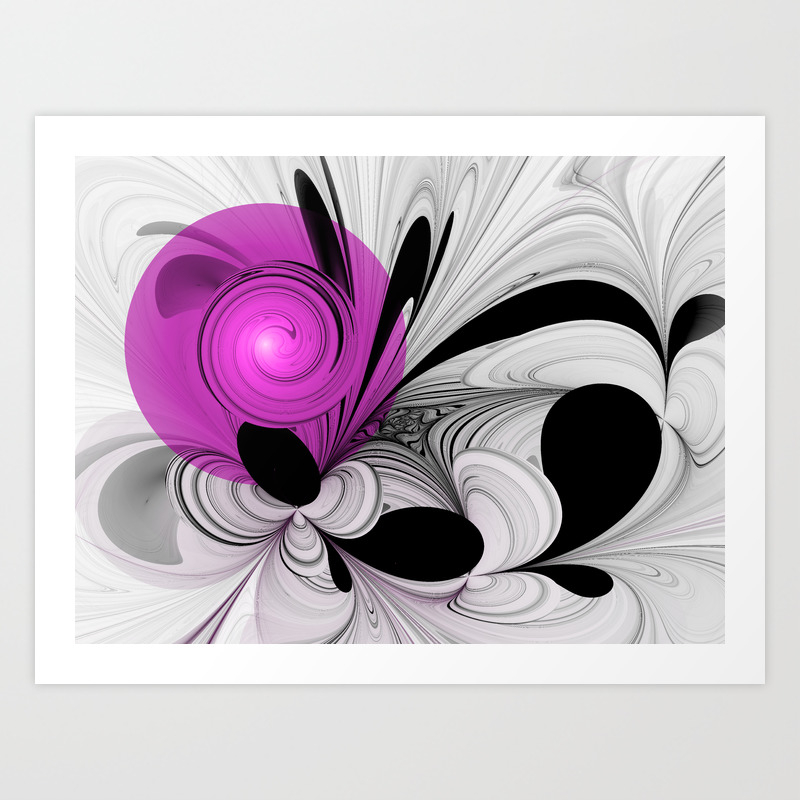 Abstract Black And White With Pink Art Print By Gabiwart Society6
