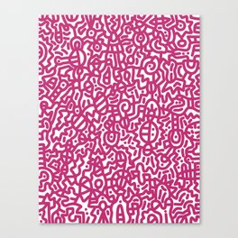 Raspberry on White Doodles Canvas Print